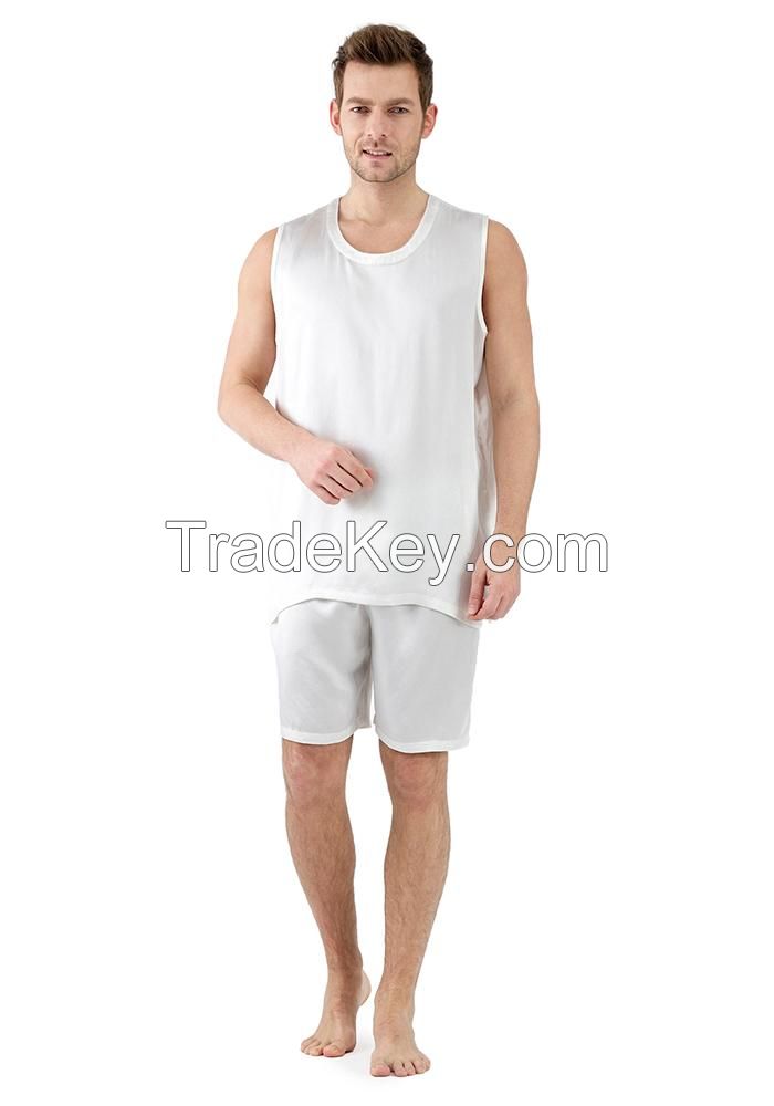 Open Cut Short Silk Pajamas Set For Men - Vietnam