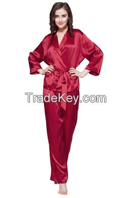 Long Silk Pajamas Set