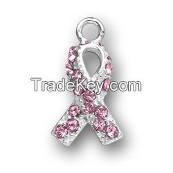 Pink Breast Cancer Ribbon Charm    