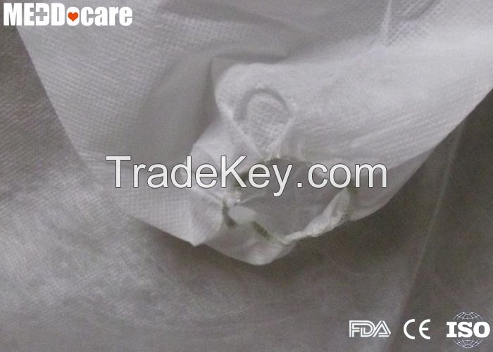 PP SMS PP+PE Non Woven Gown Disposable Knitted Collar Lab Coats with Press Button Velcro Pockets