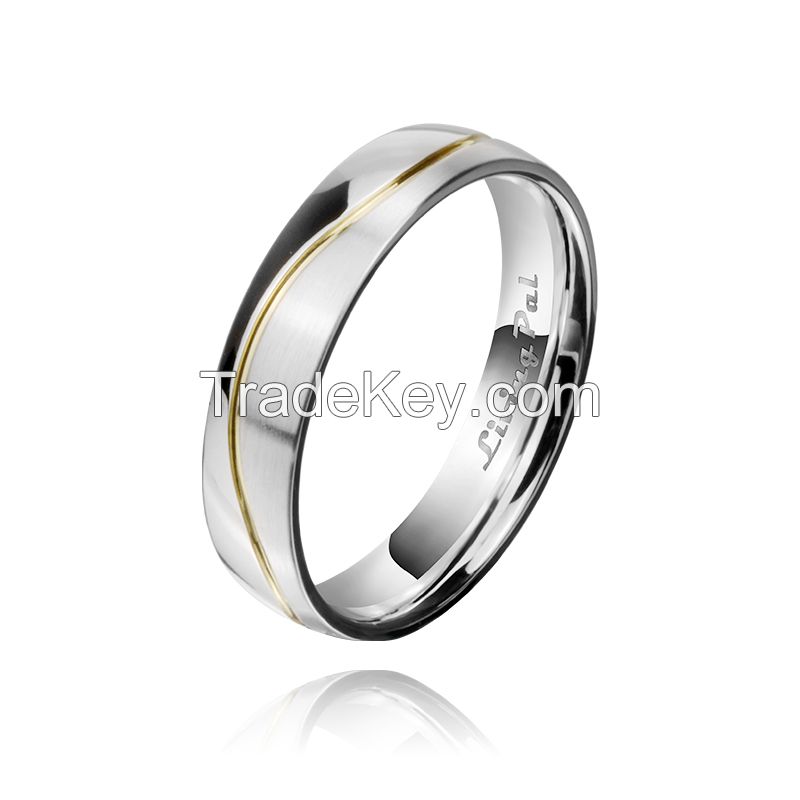 Living Pal Gold plated Line Polished &amp; Matte Finished Platinum Plated Diamond Silver couple Ring Wedding Bands