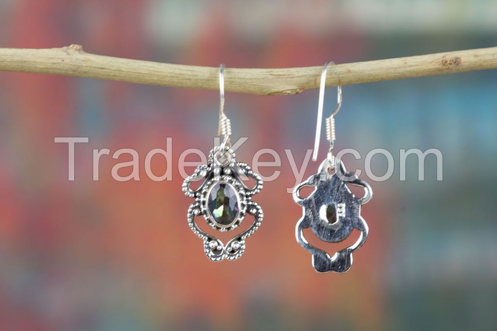 Wholesale 925 Sterling Silver Mystic Topaz Gemstone Earring