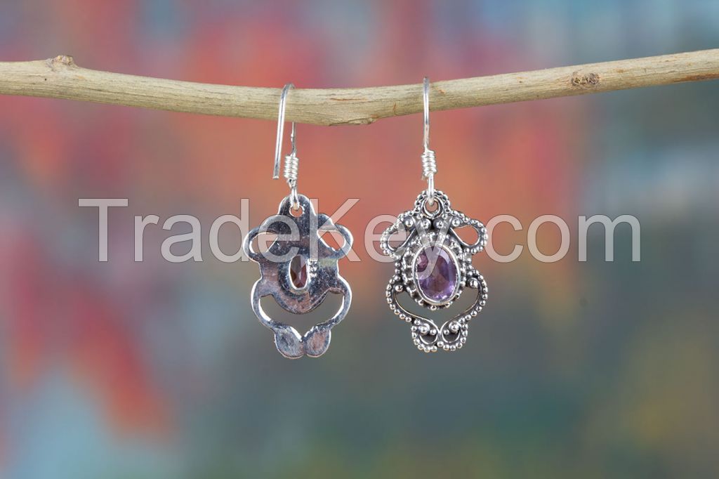 Beautiful 925 Sterling Silver Amethyst Gemstone Earring