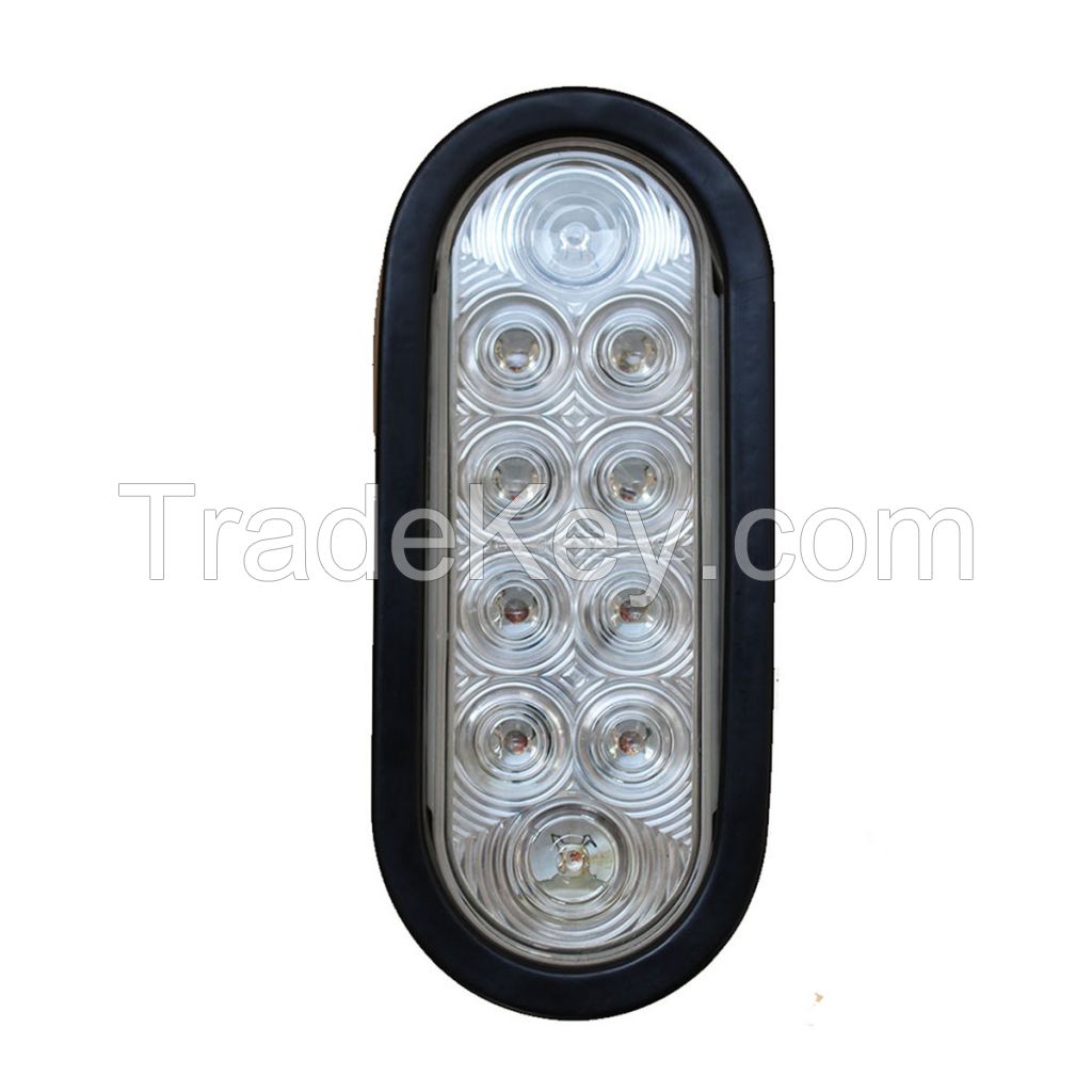 LED 6'' Sealed Oval Stop, Turn , Tail Light With Grommet and Plug -  Clear