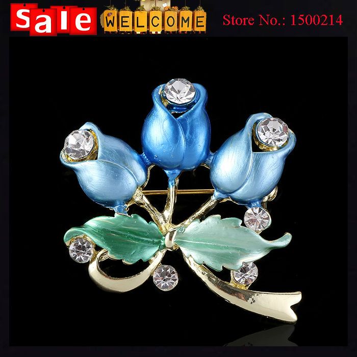 Crystal Enamel Flowers With Leaf Brooch Drip Brooches Bouquet  ewelry