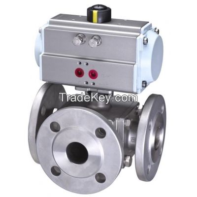 3 way ball valve with pneumatic actuator