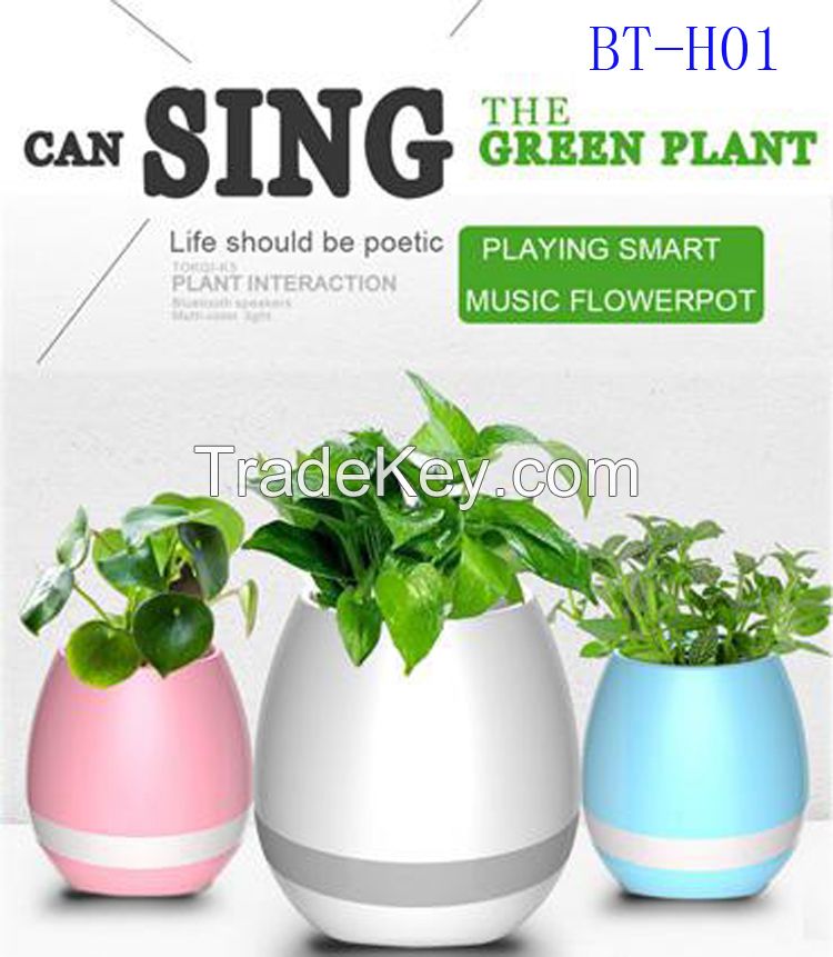 Creative Smart Bluetooth Speaker Music Flower Pots Home Office Decoration Green Plant Music Vase Music Green Plant Touch Induction