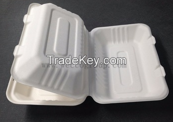 Environmentally Sugarcane Pulp Take Away Food Container