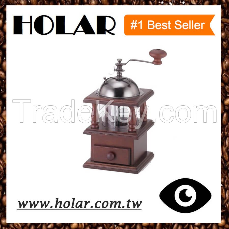 [Holar] Taiwan Made Vintage Style Manual Coffee Mill with Access Drawer