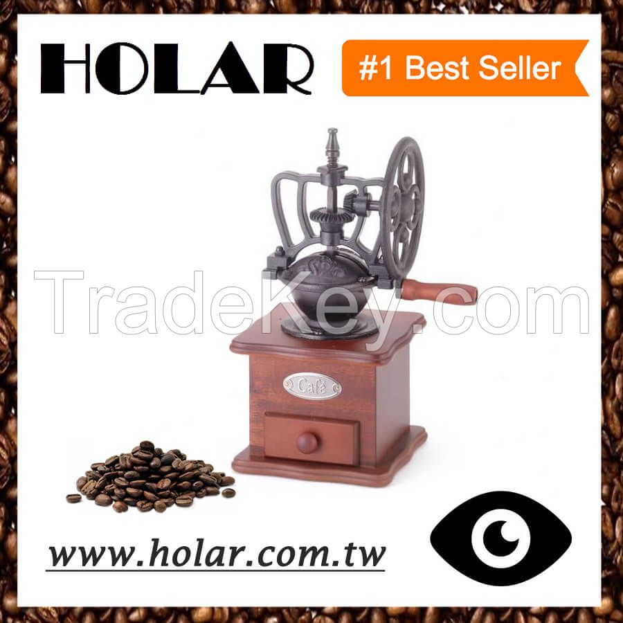 [Holar] Hand-crank Roller Coffee Grinder with Rubber Wood 100% Taiwan Made