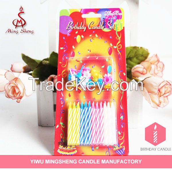 Wholesale 24pcs spiral fancy birthday candle with holders