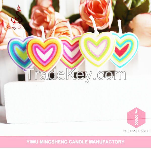 5pcs heart shape fancy birthday candle for cake