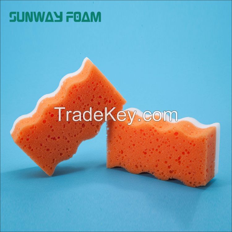 Sunway Wholesale  complex colorful melamine Sponge with PU