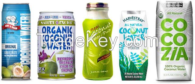 Canned fruit water, canned coconut water, canned pineapple water