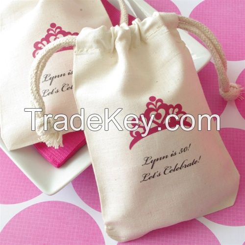 100% Cotton Muslin Bag/ Cotton Drawstring Bag/ Cotton Pouch