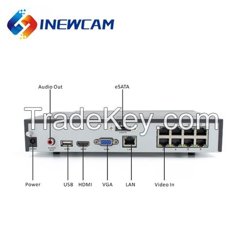 2MP 8CH Onvif P2P Remote POE NVR