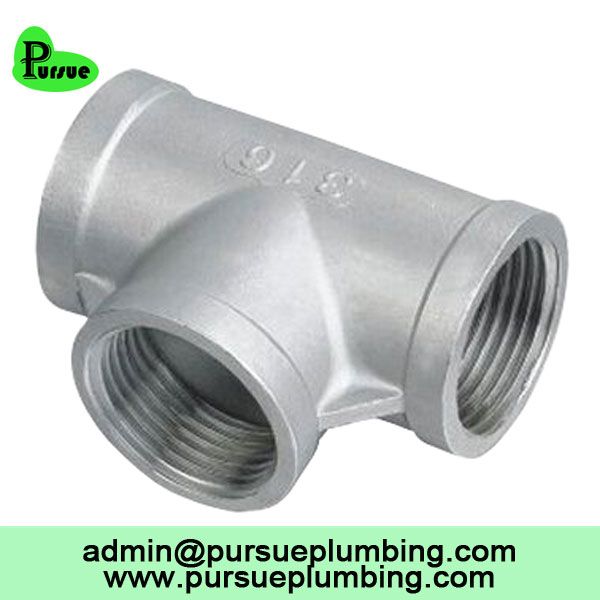 304 316 stainless steel female threaded equal tee