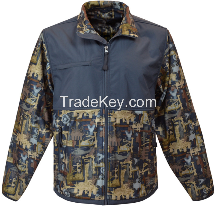 camouflaged waterproof shooting hunting fleele full zip jacket