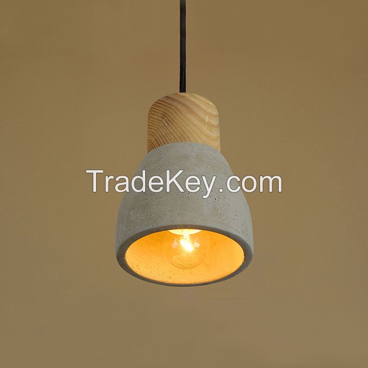 antique decorative modern cement hanging lamp wooden E27 lamphoder pendant light 