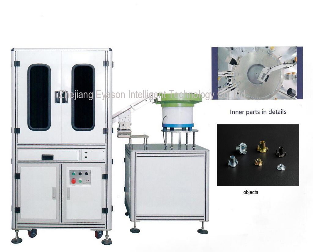 Glass Dial Sorting Machine Available for 2~8 cameras High transparent glass dial. Fit for grease-free parts which can be placed on the glass plate steadily Able to place camera under glass to inspect dimension, features and defects