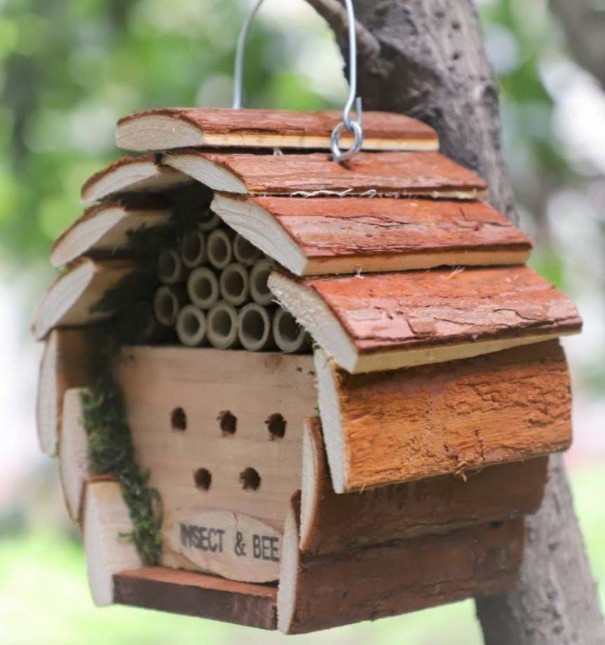 Hanging Natural Wooden Bark Ladybugs And Bee Houses