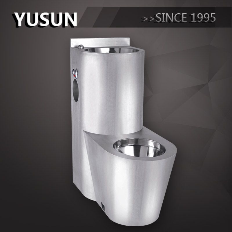 Top grade 304 stainless steel combination prison jail toilet with basin