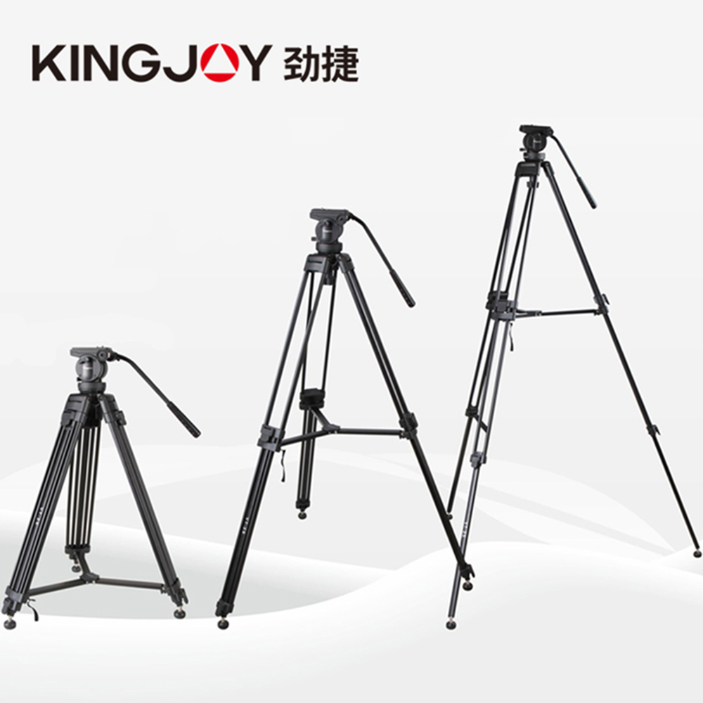 Kingjoy 3 section aluminum professional video camera tripod kits for bird watching