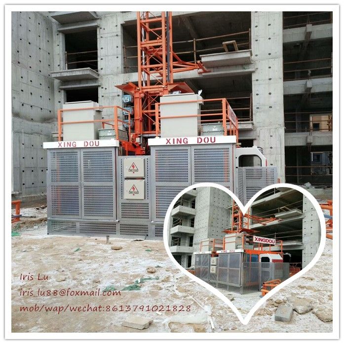 single or double cages SC150 200 300 building construction hoist and construction lift and tower crane