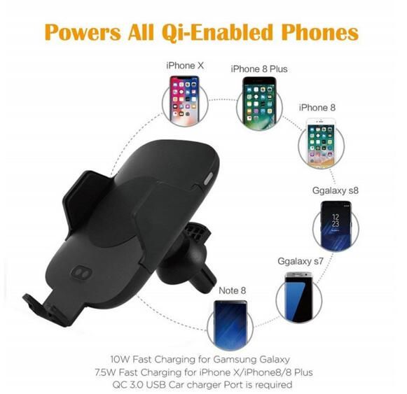 2 in 1 Infrared Fully Automatic Induction Air Vent Mount Holder and Fast Wireless