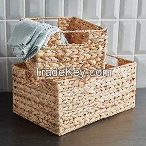 ECO-FRIENDLY RATTAN AND WATER HYACINTH BASKET / PERFECT FOR STORAGE AND DECOR / MADE IN VIETNAM