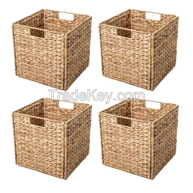 ECO-FRIENDLY RATTAN AND WATER HYACINTH BASKET / PERFECT FOR STORAGE AND DECOR / MADE IN VIETNAM