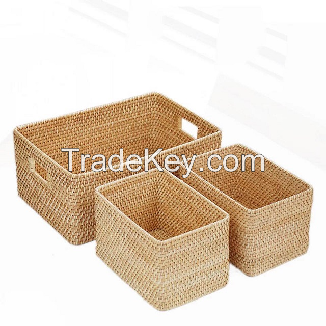 ECO-FRIENDLY RATTAN AND WATER HYACINTH BASKET / PERFECT FOR STORAGE AND DECOR / MADE IN VIETNAM