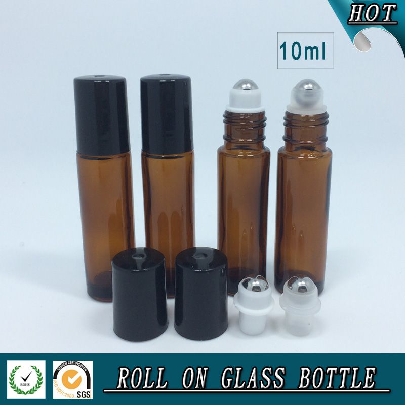 10 ml amber deodorant perfume glass roll on bottles with stainless steel roller balls