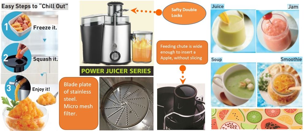 Juicer (centrifugal type) capacity 1.0L 0.5L of juice cup