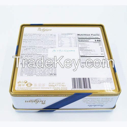 square chocolate tin container from China