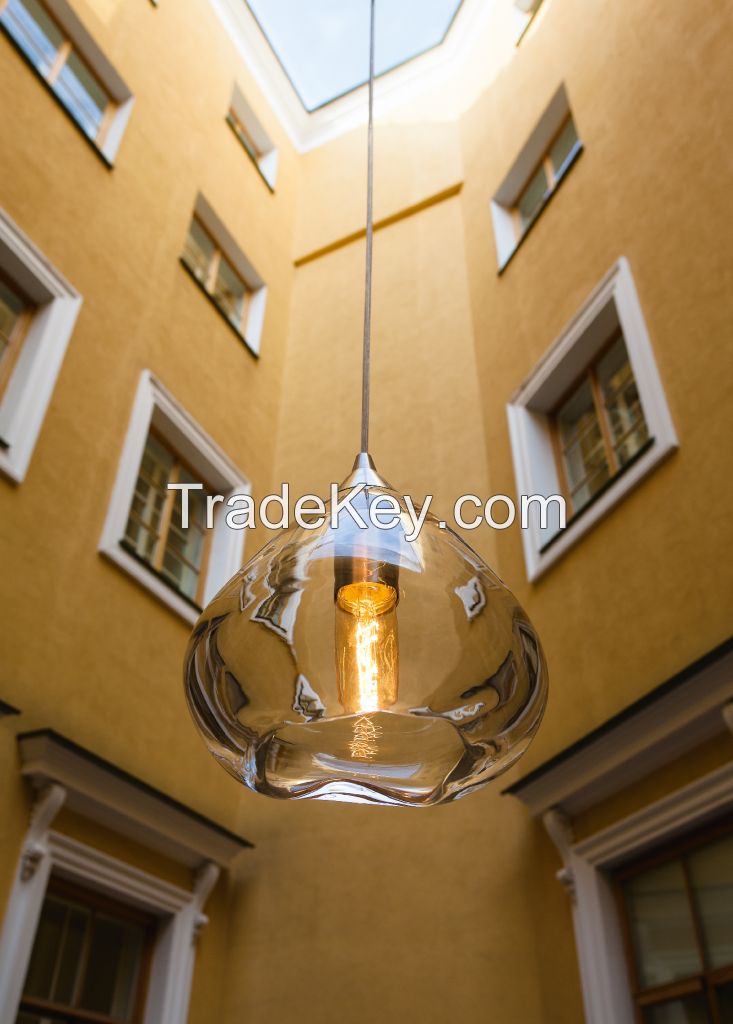 Designer handblown glass light, 1 light pendant lamp BANKA