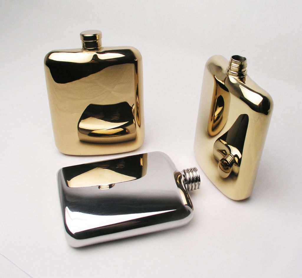 men gift stainless steel 18/8 gold hip flask