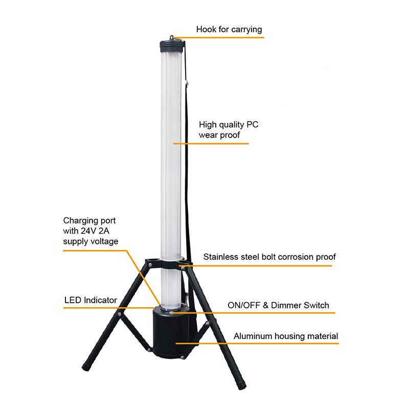 40W 60W rechargeable high power LED area work light 360 degree Up light dimmable IP65 for outdoor