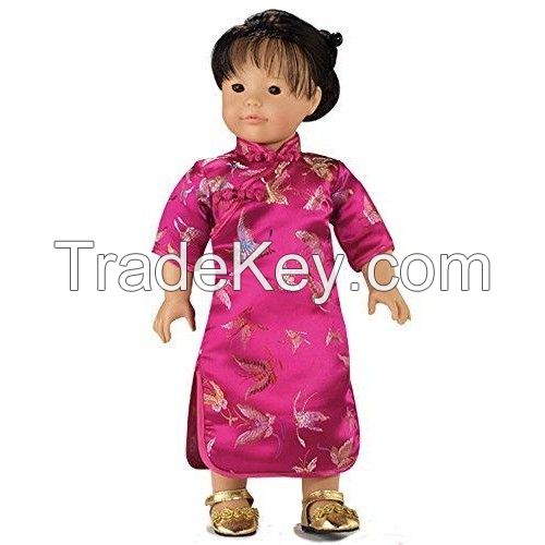 18 Inch Doll Dress, Fuchsia Mandarin Dress Perfect for 18 Inch American Girl Doll Clothes &amp; More! Fuchsia Mandarin Dress for 18 Inch Dolls. Chinese New Year Doll Dress