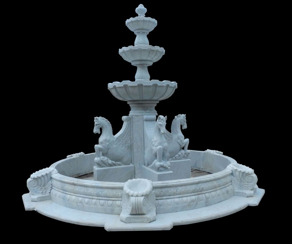 Carved stone horse sculpture garden fountain outdoor water fountain