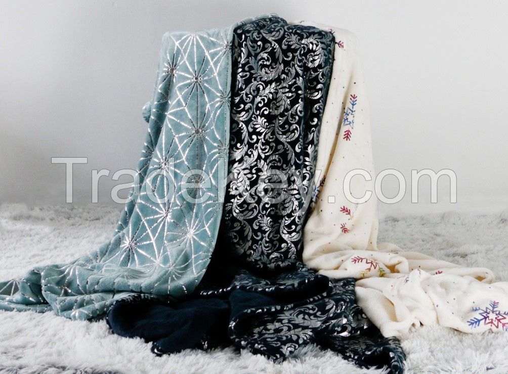 Silver Gold Stamping Flannel Blanket