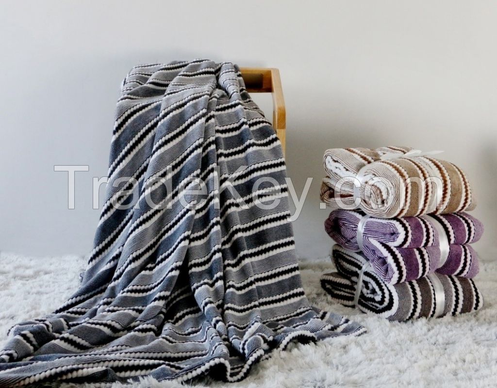 JACQUARD FLANNEL FLEECE BLANKET