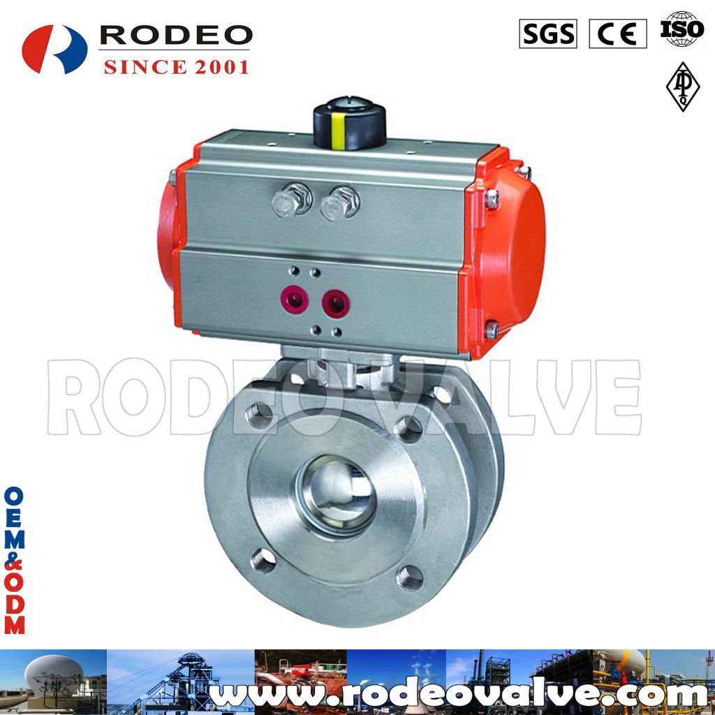 Pneumatic stainless steel wafer ball valve