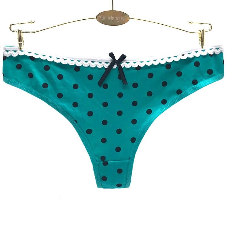 Yun Meng Ni Fancy Cute Dots Print Pink Cotton Teen Sexy Girls Thongs L