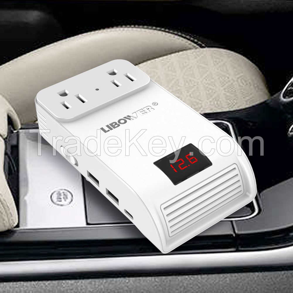 Wholesale DC 12V to 110V/220V AC Converter with 2 USB port , QC 3.0 , Type-C car charger 150W Car Inverter