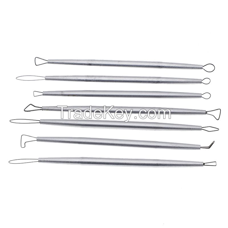 Stainless Steel Aluminum Polymer Clay Tools Pottery Ceramic Sculpting Tools Carving Wire End loop Ribbon Tools 14 head