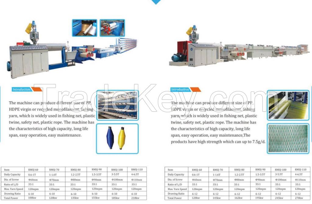 PP HDPE PET Nylon monofilament yarn making extruder extrusion machine line 