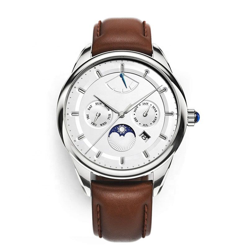 Minimalist Watches Men Wrist Quartz Luxury Japan Movt Moonphase Watch