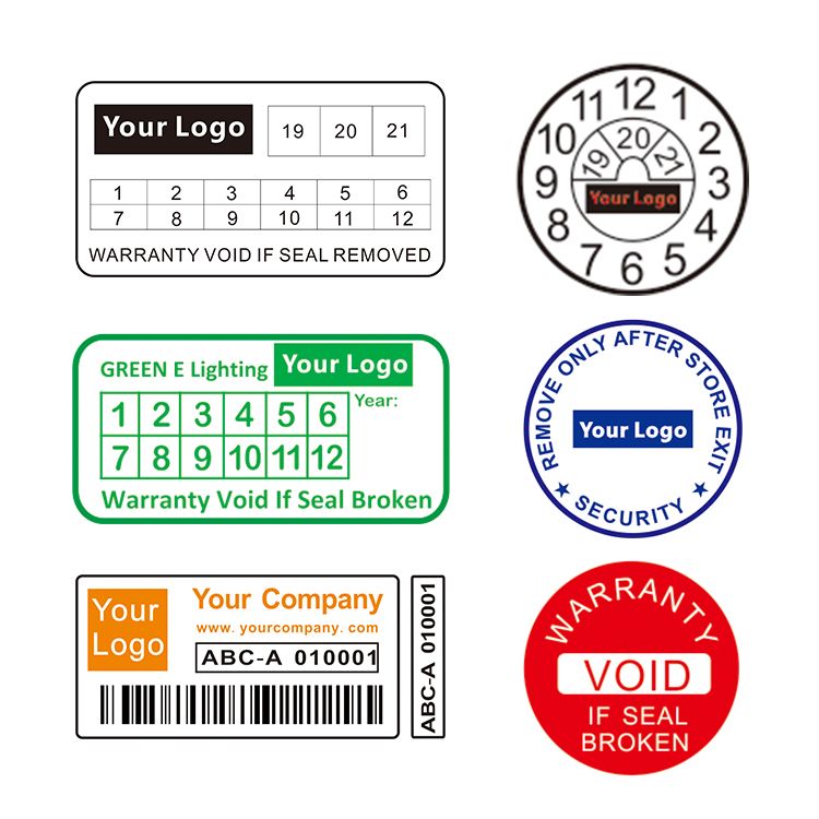 Custom destructible labels protect goods warranty security fragile stickers