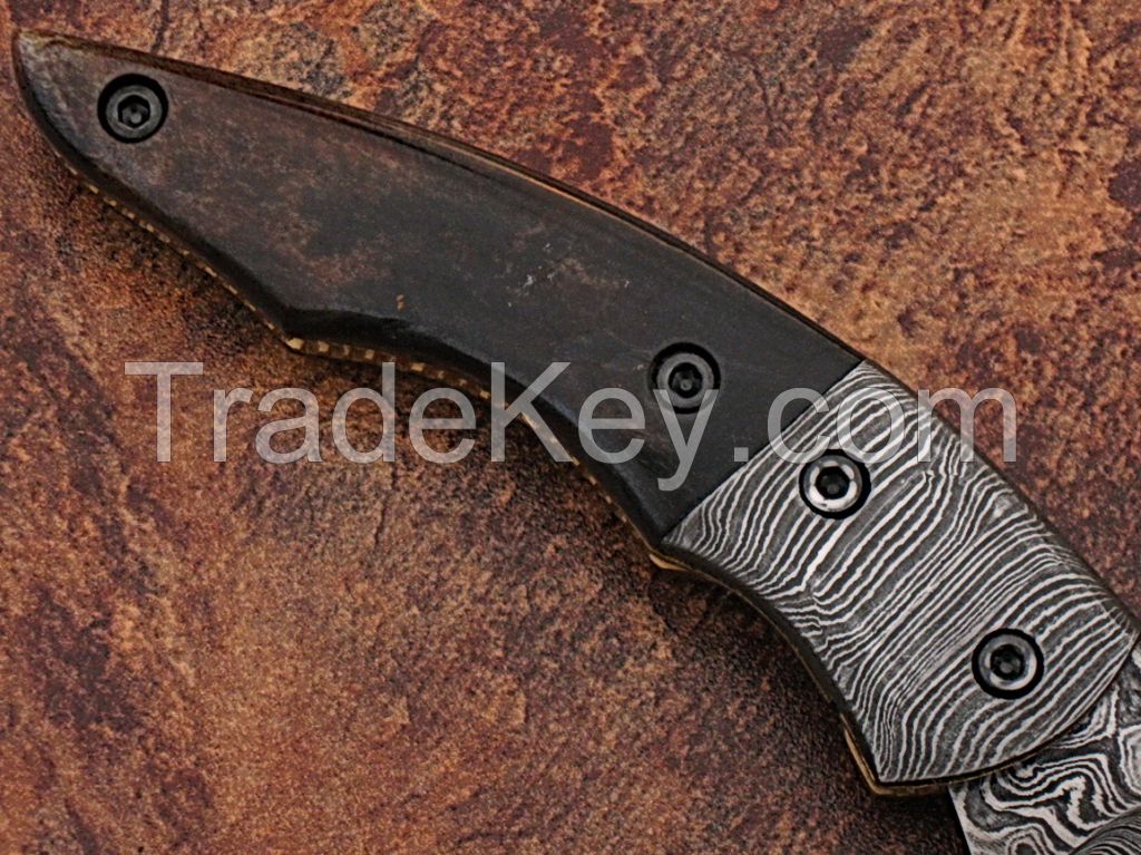 HAND MADE DAMASCUS KNIVES WITH BLACK HORN HANDEL